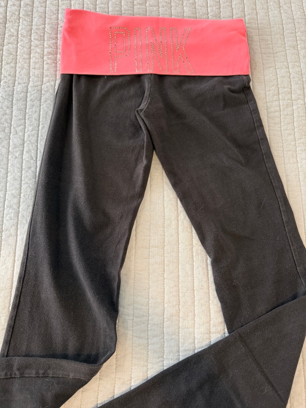 Victoria's Secret Black Straight-Leg Pants with Coral Waistband - Picture 4 of 6